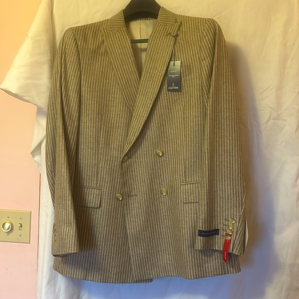 Stafford Men's Tan Striped Suit NWT